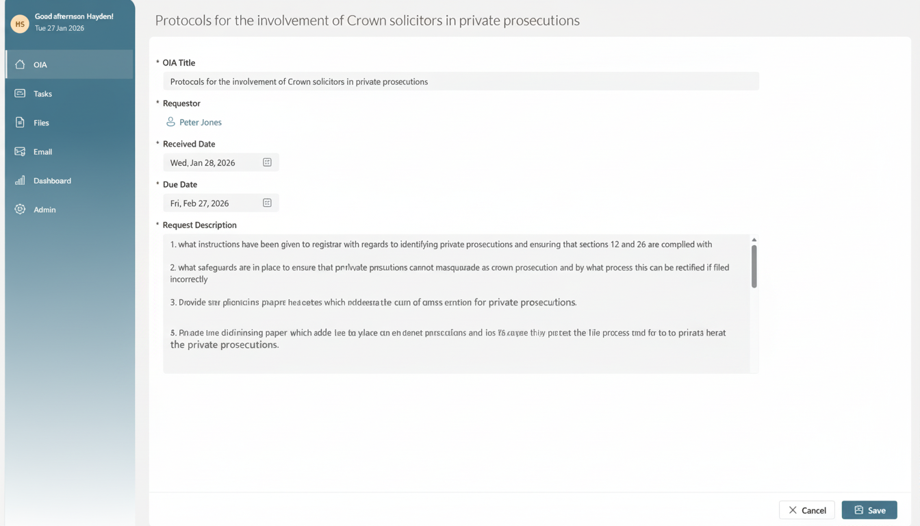 OIA Manager - Official Information Request Management